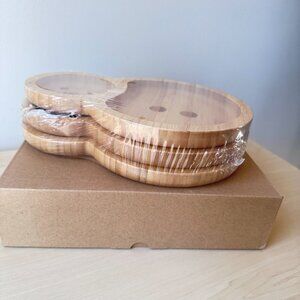 Eco-Friendly Bamboo Snowman Bowl Set of 3 Christmas Holiday Serving Platters